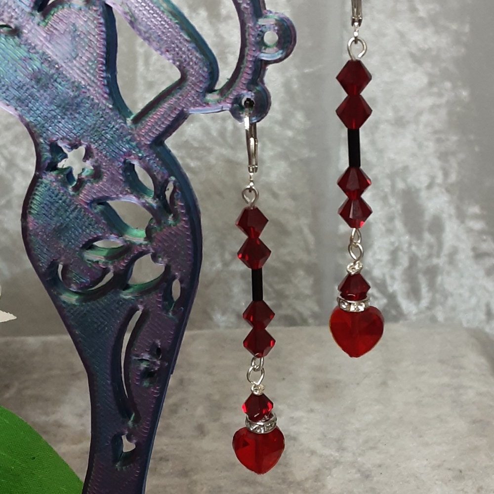 Handmade Elegant Garnet Colored January  Crystal Earrings